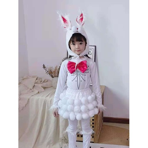 Toddlers kids girls Little White Rabbit anime drama cosplay costume Birthday party kindergarten cartoon animal drama bunny dance performance outfits for children